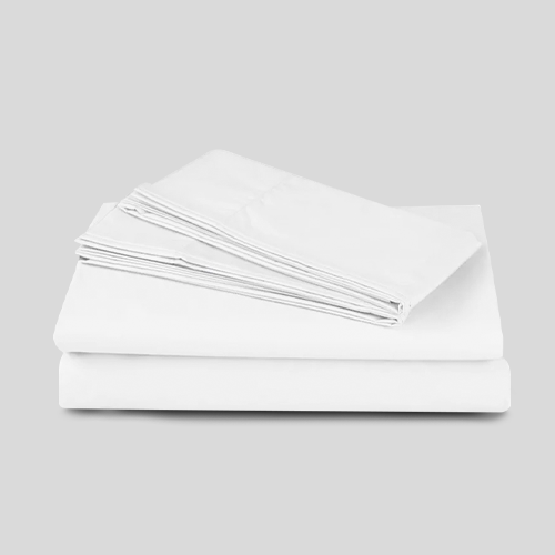 Juego de Sábana Mat/Qs 180H 50/50 alg-pol liso blanco 260 cm x 290 cm Plus*
