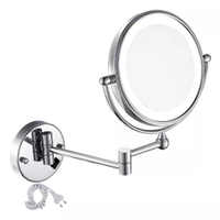 Espejo de Vanidad Montable con luz LED, marca Hospex, aumento de 5x y di&aacute;metro de 8". Acabado en cromo